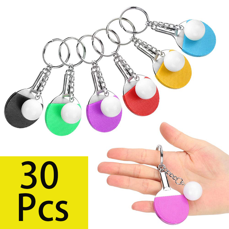 Table Tennis Keychain - 30Pcs Mini Table Tennis Racket Keychain