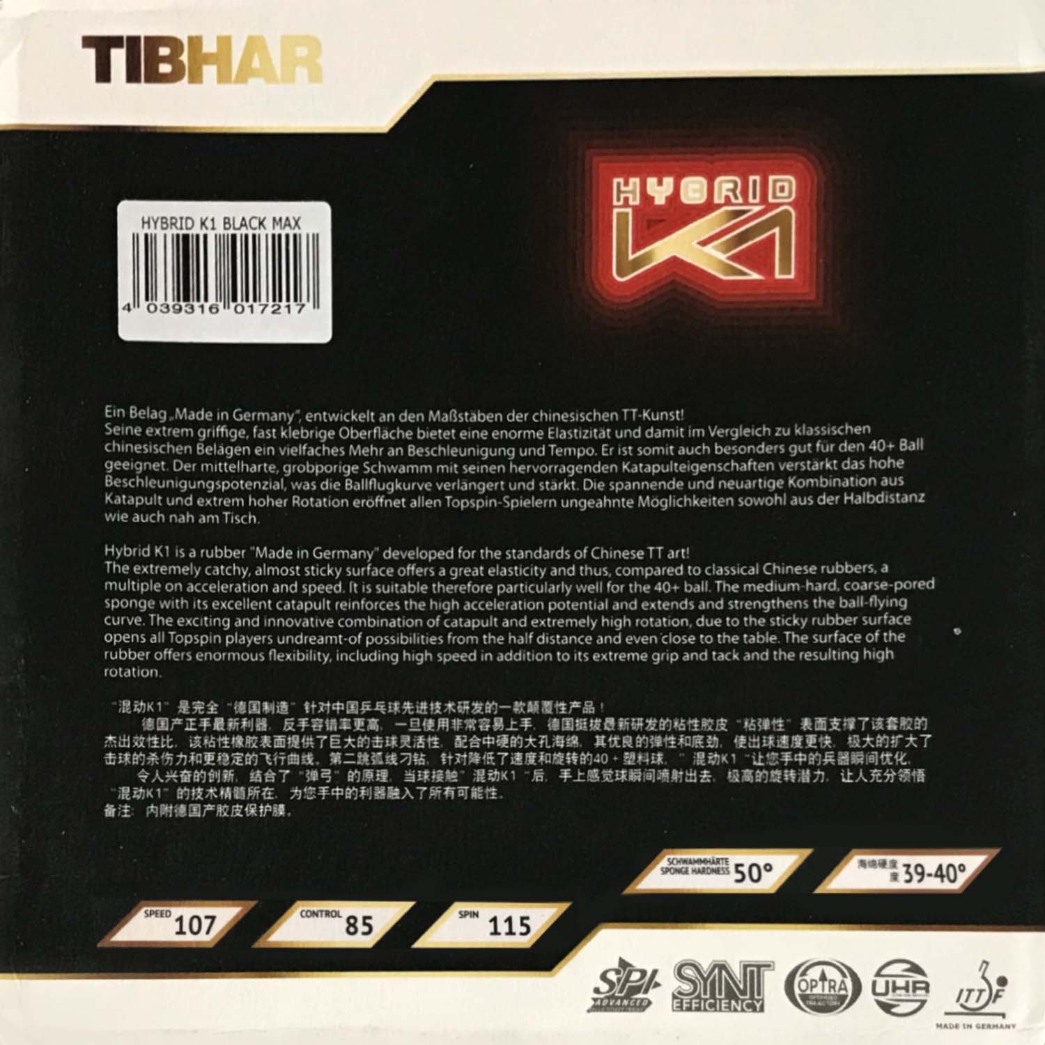 Tibhar Hybrid K1 / K1 PLUS Pim - Table Tennis Hybrid Rubbers recension och pris